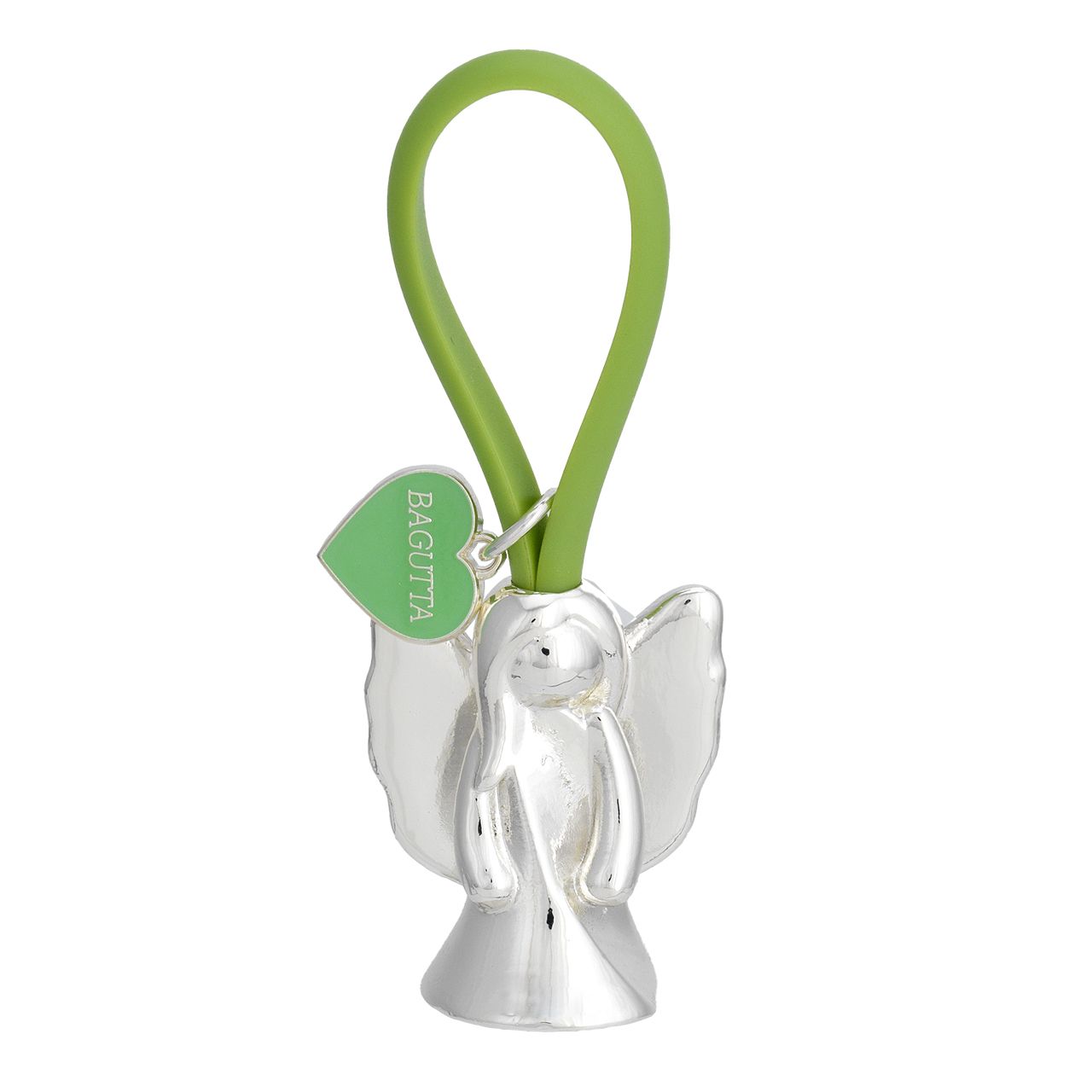 PORTACHIAVI ANGELO 2 SILVER PLATED GANCIO IN SILICONE VERDE